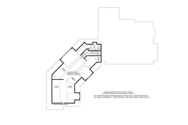 Architectural House Design - Floor Plan - Upper Floor for Tudor House Plan #1122-20 - 2 bed, 2 bath
