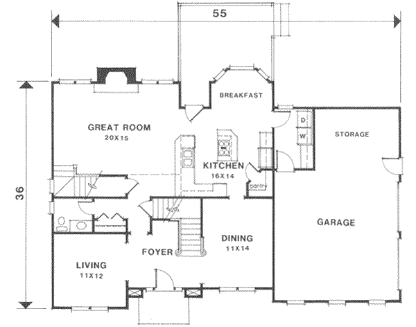Architectural House Design - Traditional Floor Plan - Main Floor Plan #129-121