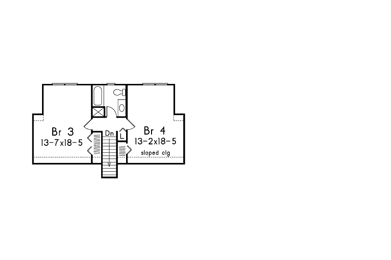 Architectural House Design - Floor Plan - Upper Floor for Country House Plan #57-520 - 4 bed, 2 bath