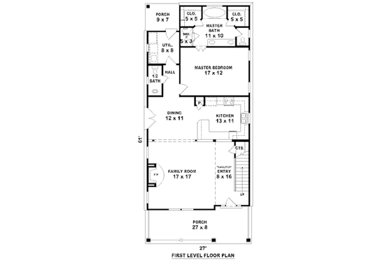 Floor Plan - Main Floor for Cottage House Plan #81-13791 - 3 bed, 2.5 bath