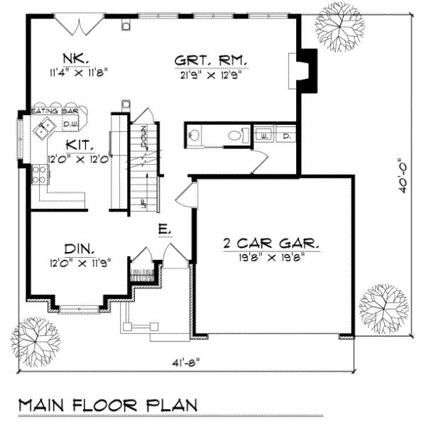 House Blueprint - Traditional Floor Plan - Main Floor Plan #70-307