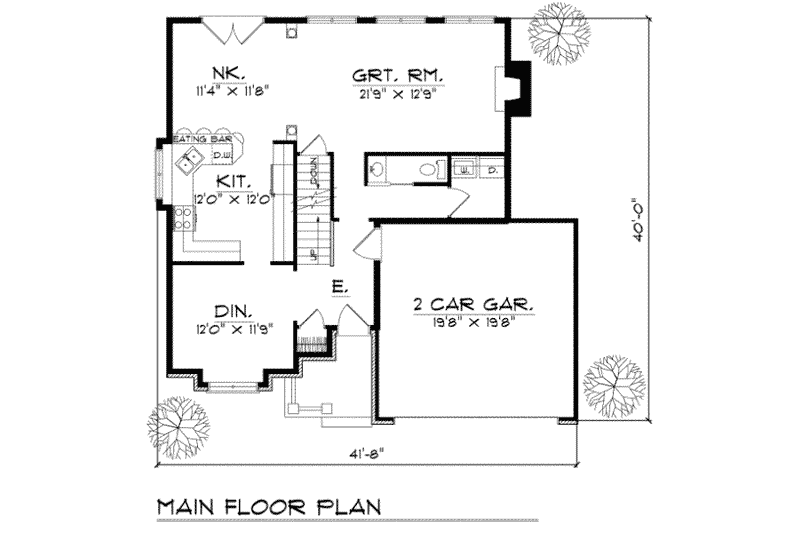 Dream House Plan - Floor Plan - Main Floor for Traditional House Plan #70-307 - 4 bed, 2.5 bath