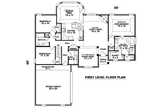 Floor Plan - Main Floor for Traditional House Plan #81-899 - 3 bed, 2 bath