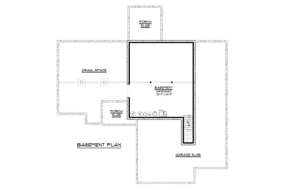 Floor Plan - Lower Floor for Craftsman House Plan #1064-79 - 3 bed, 2 bath