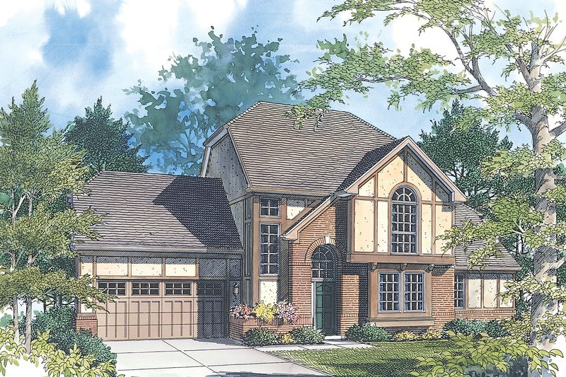 Home Plan - Tudor Exterior - Front Elevation Plan #48-211
