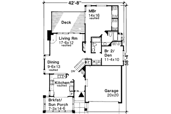 Floor Plan - Main Floor House Plan #320-132 - 2 bed, 2 bath