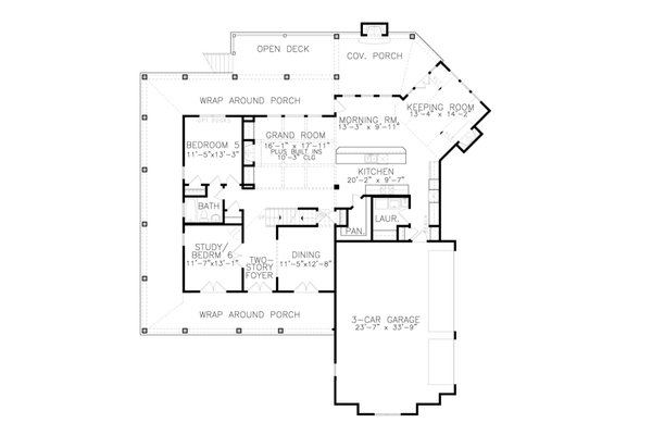 Farmhouse Floor Plan - Main Floor Plan #54-485