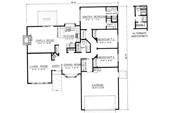 Floor Plan - Main Floor for Traditional House Plan #303-290 - 3 bed, 2 bath