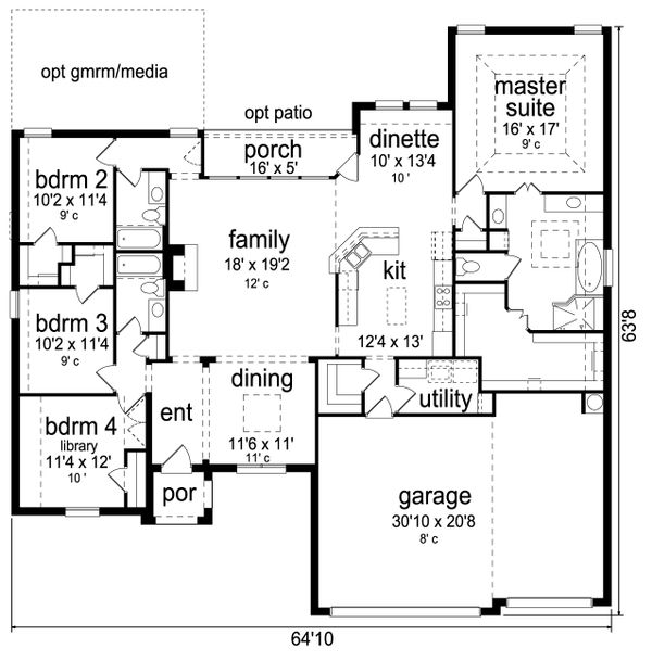 Home Plan - Traditional Floor Plan - Main Floor Plan #84-590