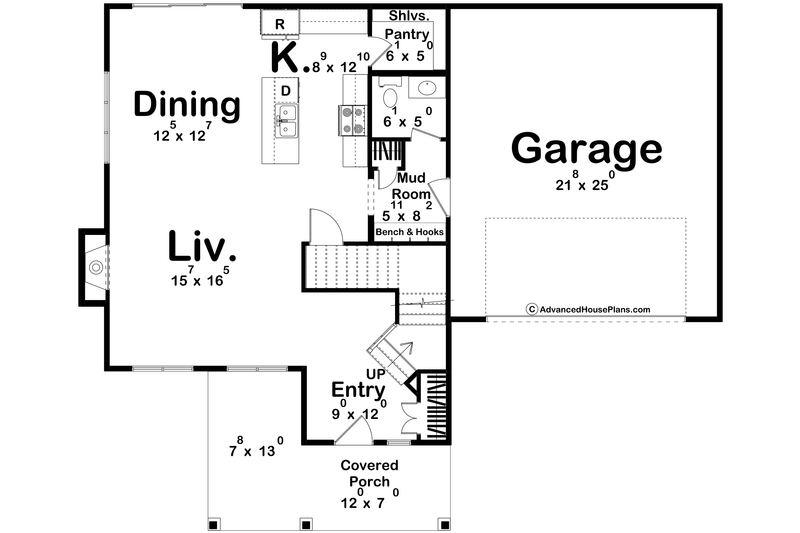 Architectural House Design - Floor Plan - Main Floor for Traditional House Plan #455-741 - 3 bed, 2.5 bath