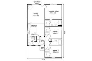 Floor Plan - Main Floor for Cottage House Plan #84-512 - 3 bed, 2 bath