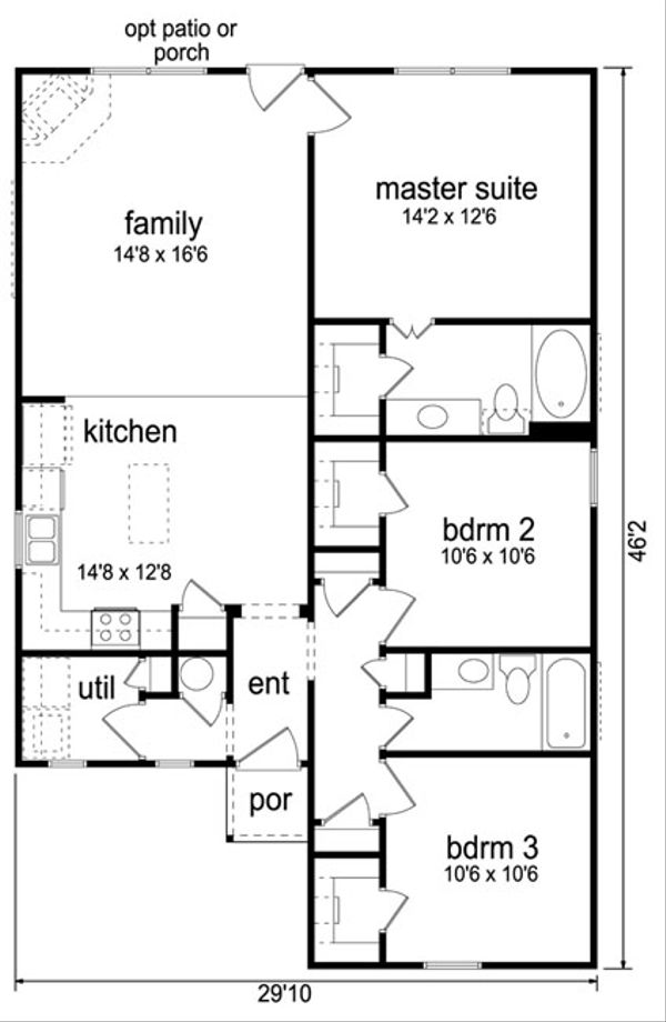Cottage Floor Plan - Main Floor Plan #84-512