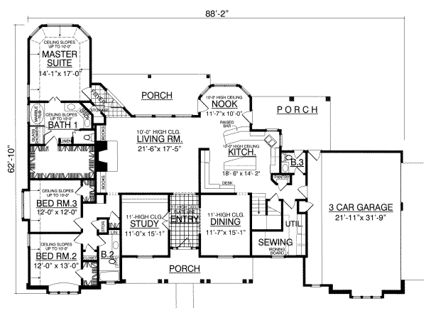 Dream House Plan - Traditional Floor Plan - Main Floor Plan #40-197