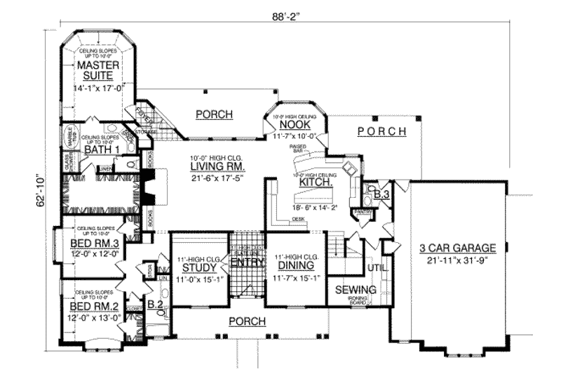 Dream House Plan - Floor Plan - Main Floor for Traditional House Plan #40-197 - 4 bed, 2.5 bath