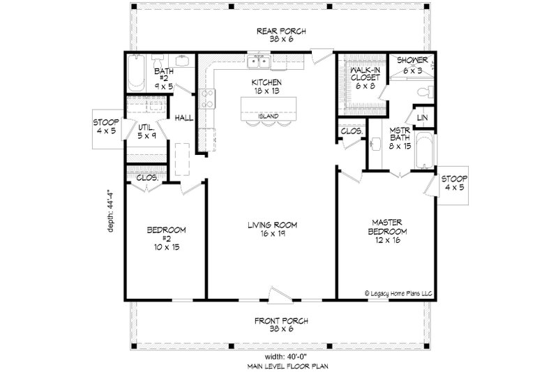 Dream House Plan - Floor Plan - Main Floor for Country House Plan #932-806 - 2 bed, 2 bath