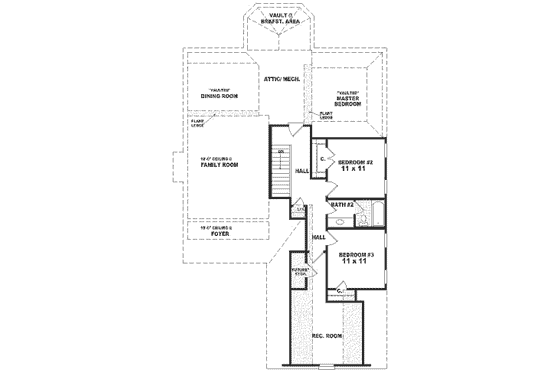 Floor Plan - Upper Floor for Southern House Plan #81-245 - 3 bed, 2.5 bath