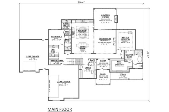 Floor Plan - Main Floor for Country House Plan #1089-72 - 3 bed, 3.5 bath