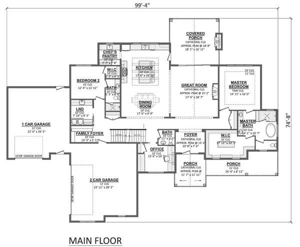 Floor Plan - Main Floor for Country House Plan #1089-72 - 3 bed, 3.5 bath