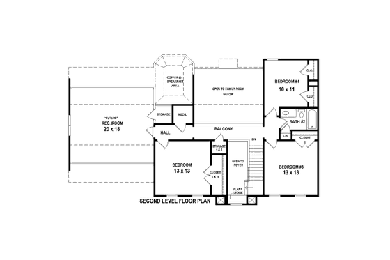 Floor Plan - Upper Floor for Colonial House Plan #81-13883 - 4 bed, 2.5 bath