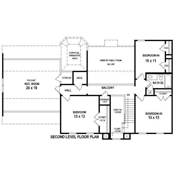 Floor Plan - Upper Floor for Colonial House Plan #81-13883 - 4 bed, 2.5 bath