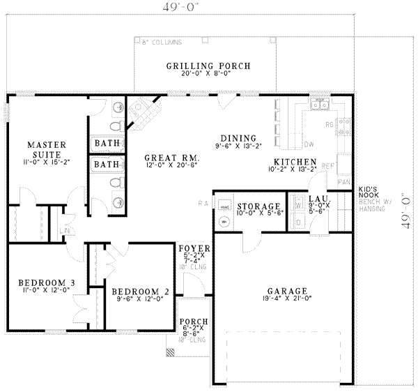 House Blueprint - Southern Floor Plan - Main Floor Plan #17-588