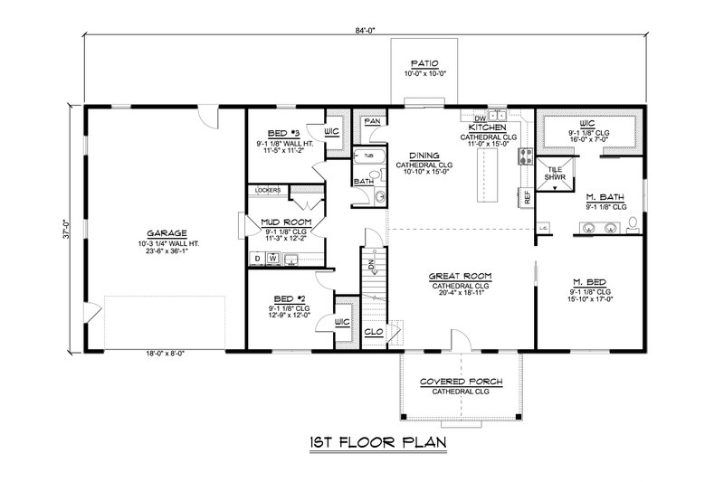 Barndominium Style House Plan - 3 Beds 2 Baths 2220 Sq/Ft Plan #1064 ...