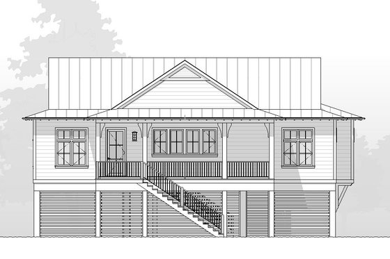 Exterior - Front Elevation 3 for Beach House Plan #901-163 - 4 bed, 3.5 bath