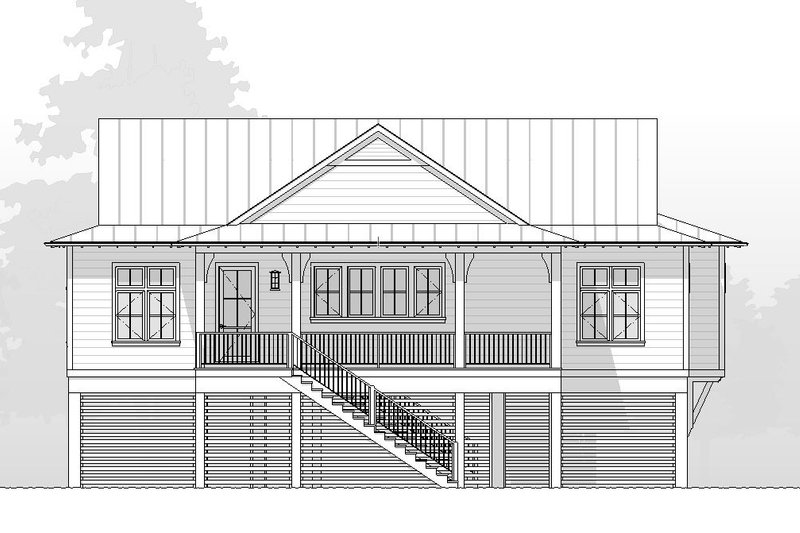 House Blueprint - Exterior - Front Elevation 3 for Beach House Plan #901-163 - 4 bed, 3.5 bath