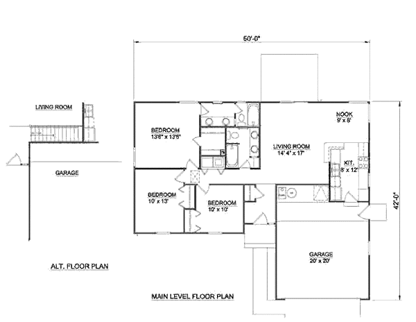 Ranch Floor Plan - Main Floor Plan #116-165