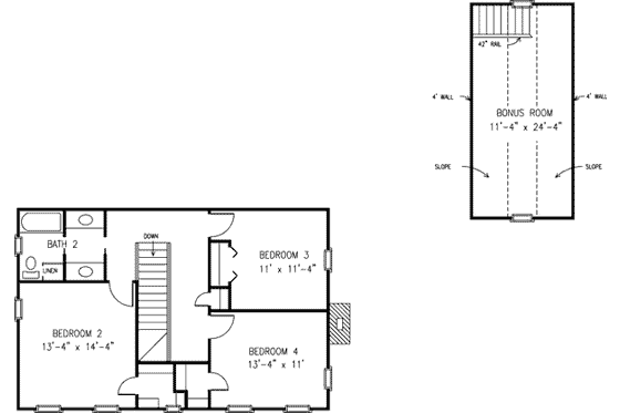 Floor Plan - Upper Floor for Country House Plan #410-203 - 4 bed, 2.5 bath