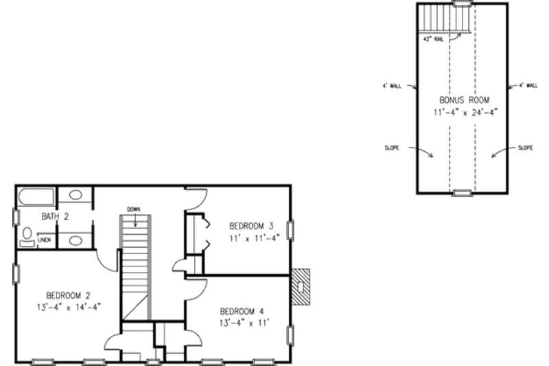 Home Plan - Floor Plan - Upper Floor for Country House Plan #410-203 - 4 bed, 2.5 bath