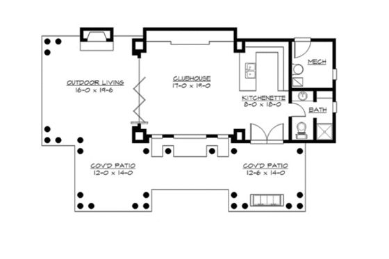 Floor Plan - Main Floor for Classical House Plan #132-224, 1 bath
