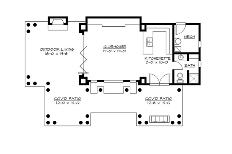 House Blueprint - Floor Plan - Main Floor for Classical House Plan #132-224, 1 bath