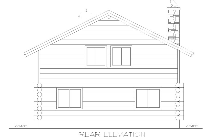 House Plan Design - Exterior - Rear Elevation for Log House Plan #117-1060 - 3 bed, 2 bath