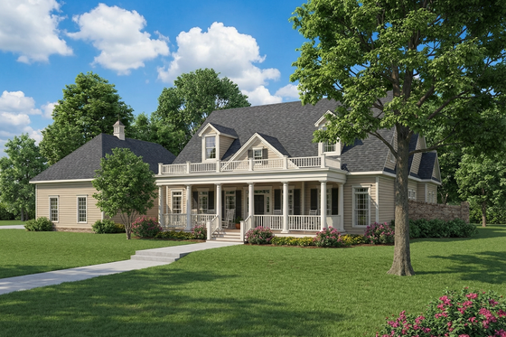 Exterior - Front Elevation 3 for Traditional House Plan #17-225 - 4 bed, 4.5 bath