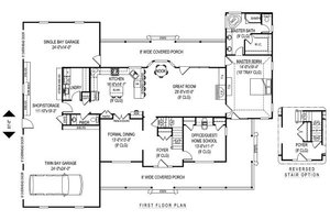 Floor Plan - Main Floor for Country House Plan #11-233 - 5 bed, 2.5 bath