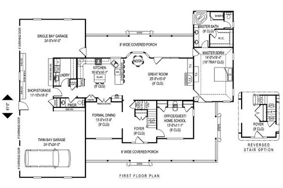Floor Plan - Main Floor for Country House Plan #11-233 - 5 bed, 2.5 bath