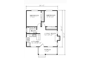 Floor Plan - Main Floor for Cottage House Plan #515-61 - 2 bed, 1 bath