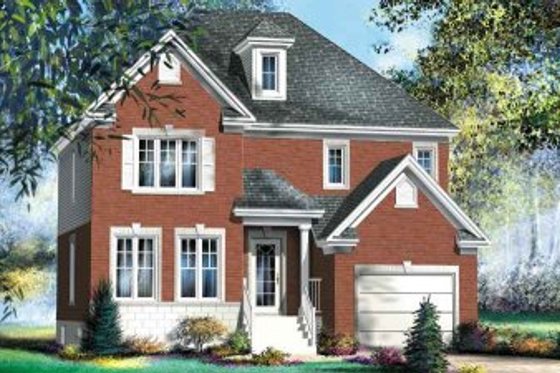 Exterior - Front Elevation for European House Plan #25-4154 - 4 bed, 1.5 bath