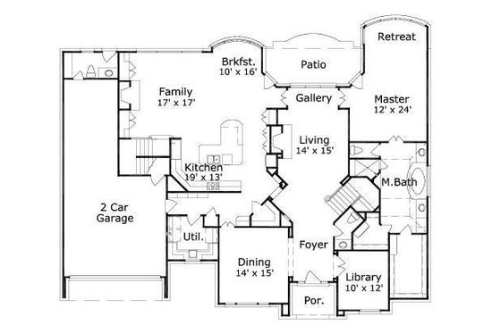 Floor Plan - Main Floor for European House Plan #411-787 - 4 bed, 3.5 bath