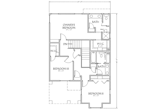 Floor Plan - Upper Floor for Traditional House Plan #24-197 - 4 bed, 3 bath