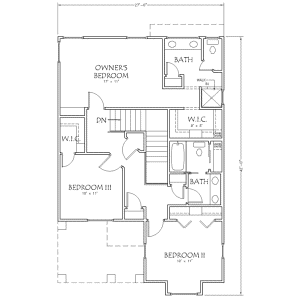 Traditional Floor Plan - Upper Floor Plan #24-197