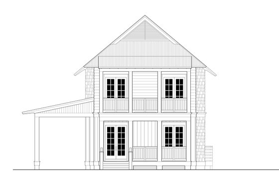 Exterior - Front Elevation 3 for Beach House Plan #443-17 - 4 bed, 4.5 bath