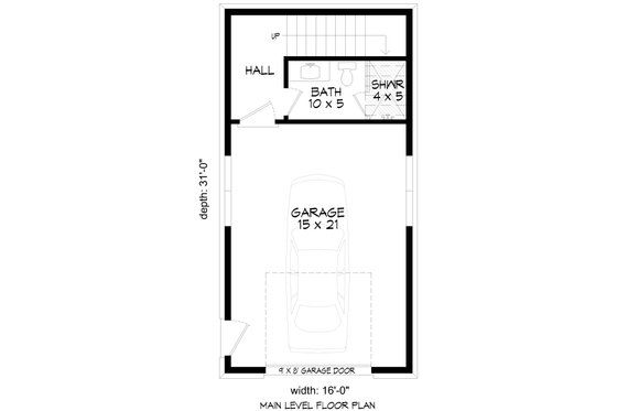 Floor Plan - Main Floor for Colonial House Plan #932-1084, 0.5 bath