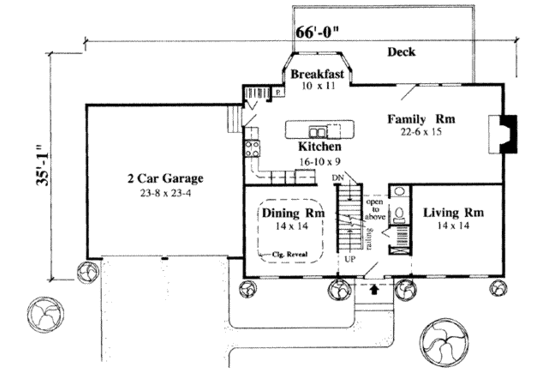Floor Plan - Main Floor for Colonial House Plan #75-127 - 4 bed, 2 bath