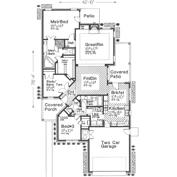 European Floor Plan - Main Floor Plan #310-305