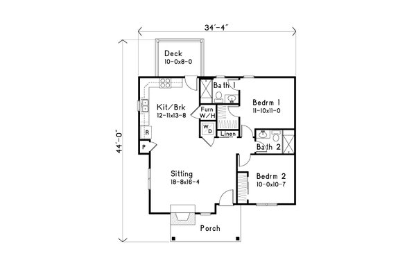 House Design - Cottage Floor Plan - Main Floor Plan #22-637