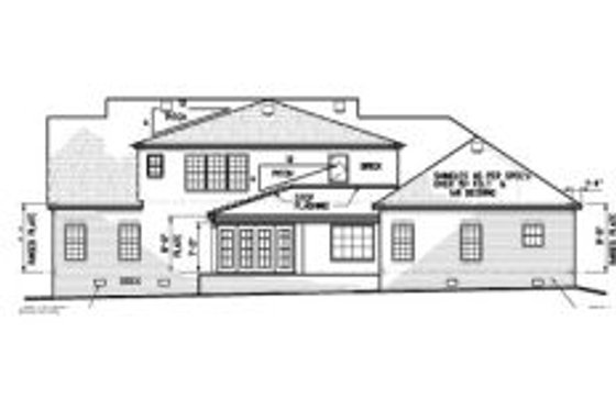 Exterior - Rear Elevation for Southern House Plan #15-252 - 3 bed, 2.5 bath
