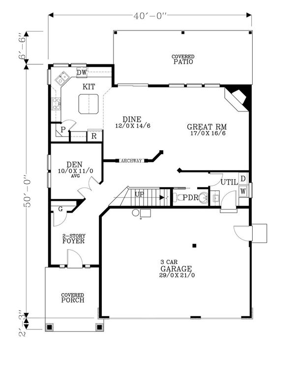 Craftsman Floor Plan - Main Floor Plan #53-485