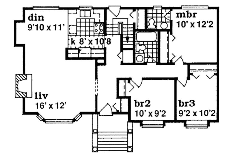 Traditional Style House Plan - 3 Beds 1.5 Baths 1120 Sq/Ft Plan #47-228 ...